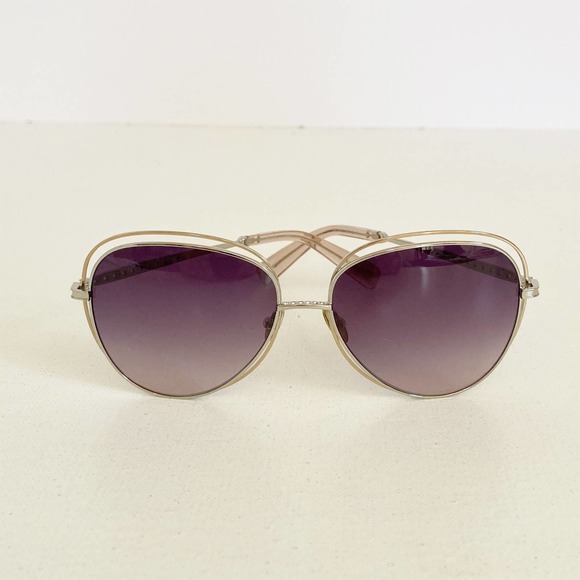 OSCAR de la RENTA Silver Oversize Teardrop Sunglasses Embellished - Picture 2 of 9